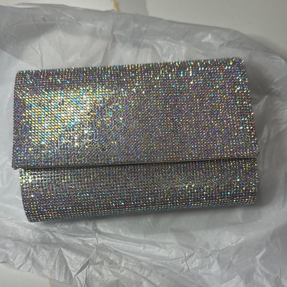 Jessica McClintock Sparkling Silver Clutch